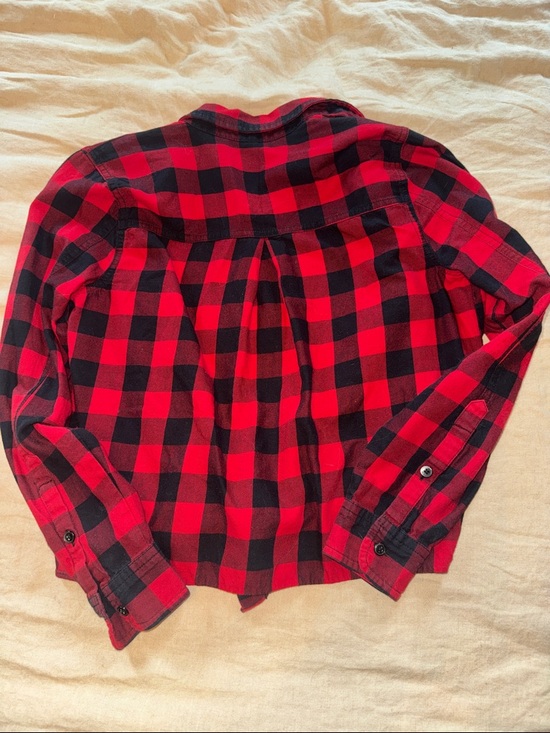 Madewell Red and Black Plaid Blue Flannel Button-Down Shirt Small - Picture 6 of 6